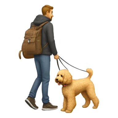 Golden doodle with his blonde male owner for a walk sticker