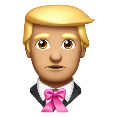 Donald trump with a pink ribbon bow on his head sticker