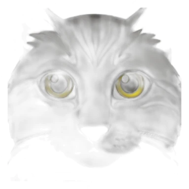 gato gris con manchas blancas en la cara y ojos verdes y amarillos sticker