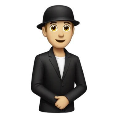 White man dj with black cap and black suit and black cap sticker