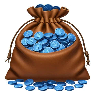 brown money bag of blue coins sticker