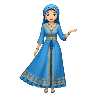 woman in moroccan culture style blue detailed dress sticker