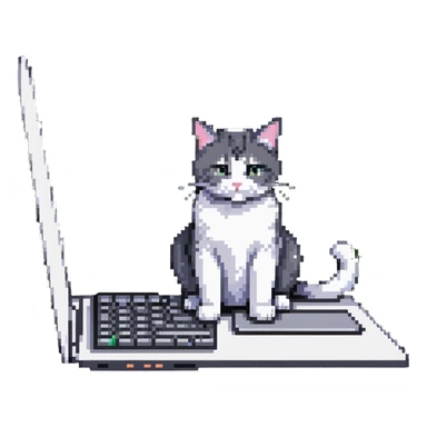 cat sitting on laptop computer keyboard sticker