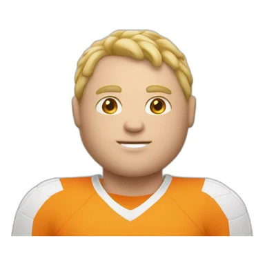 Fat white man play soccer orange sticker