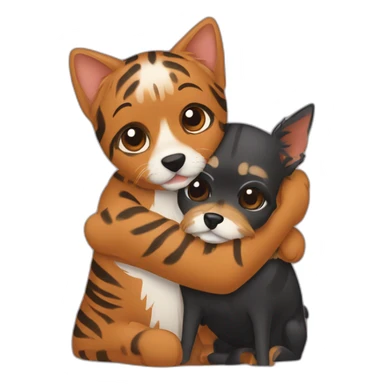 Bengal-and-yorkie-hug sticker