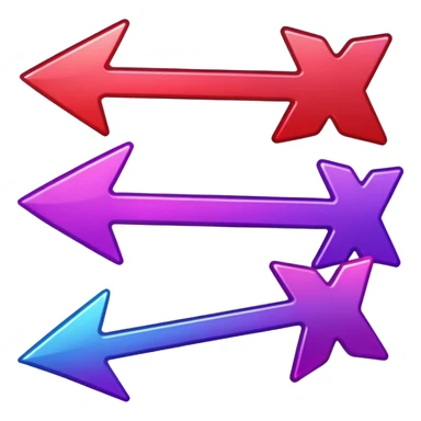 color gradient between red and purple glitter arrow right sticker