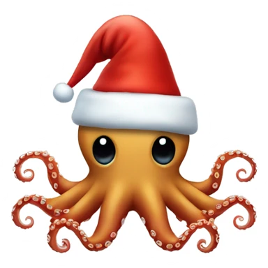 octopus wearing santa hat sticker