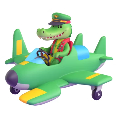Crocodile pilot in an airplane sticker