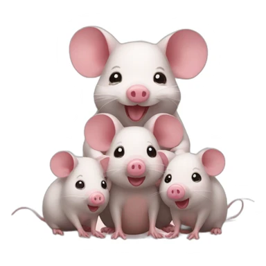 Mouse with two piggies sticker