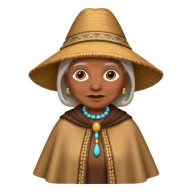 brown skin old woman with fashion pancho sticker
