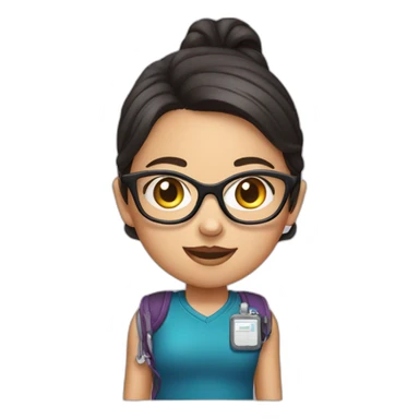 A girl with glasses and an insulin pump sticker