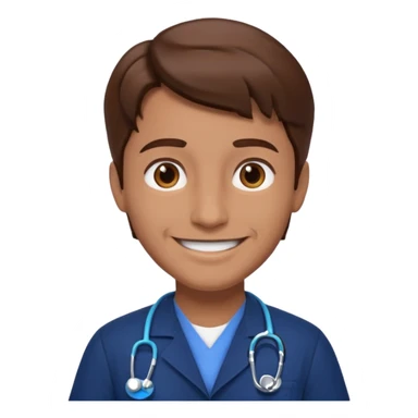 doctor hombre con uniforme azul oscuro cabello marron sticker
