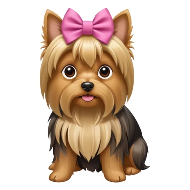a yorkshire dog with a bow sticker