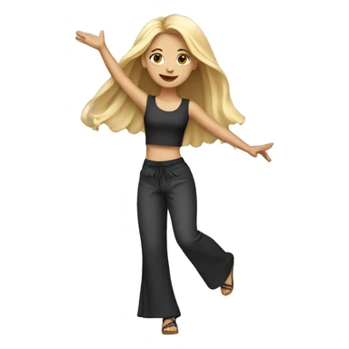 girl with long blond hair dancing in wide pants sticker
