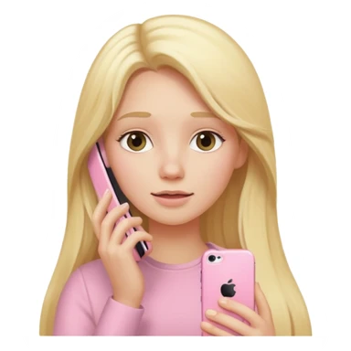 blonde person with long hair calling on a pastel pink iPhone sticker
