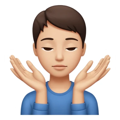 eyes closed with hands going inward  sticker