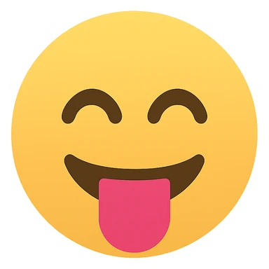 playful face with tongue out, color icon style, clean lines, simple, modern sticker