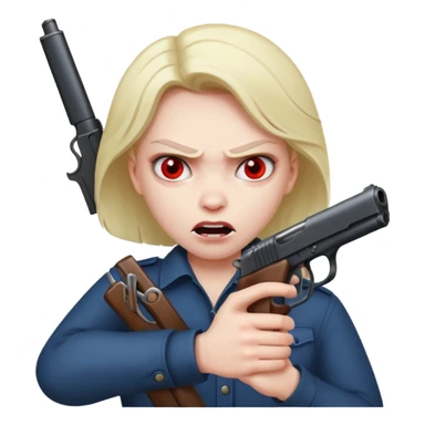 Una cara malvada con una pistola sticker