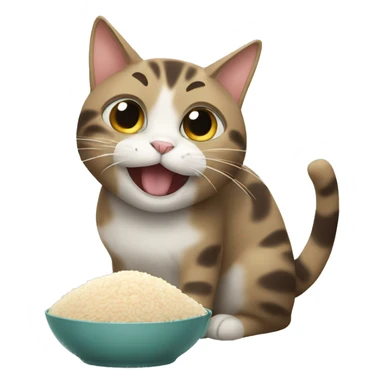 Cat eating rice sticker