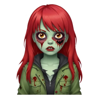 Uma menina de franja cheia, cabelos vermelho grande zumbi sticker