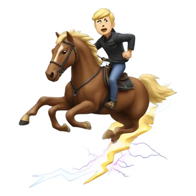 man riding a lightning bold like a horse sticker