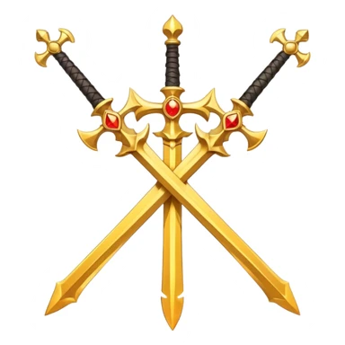 Two fiery royal golden swords in a cross sticker