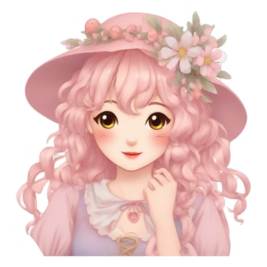 Gorgeous anime style lady with blushing face and accessories cottagecore fairycore  Kawaii anime colorful pearly romantic simplistic aesthetic trending stylea sticker