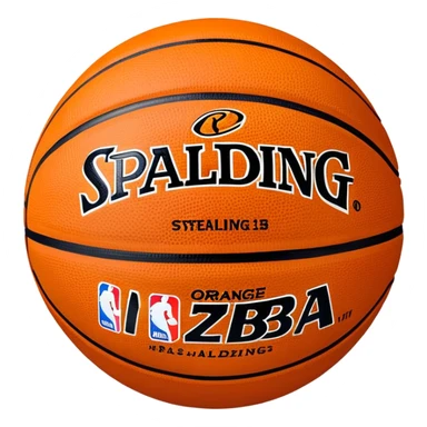 Minimalist basketball with Spalding and NBA logos, orange with black lines sticker