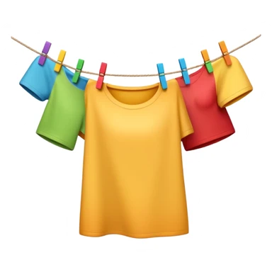 Apple-style 3D emoji of a single human hand hanging a colorful piece of clothing on a clothesline using a clothespin, close-up view, soft shadows, bright and cheerful atmosphere, clean white background.


 sticker