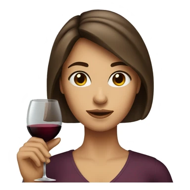 Brown hair and eyes woman with a wine glass sticker