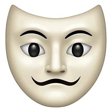 Half happy half sad solo white theater mask with hollow mouth and hollow eyes sticker