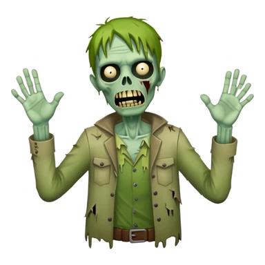 green zombie with both hands raised in the air sticker