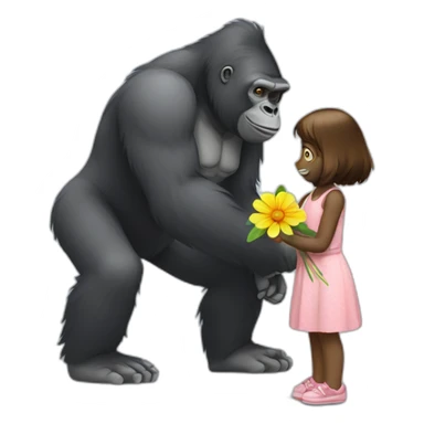 Gorilla giving flower to girl sticker