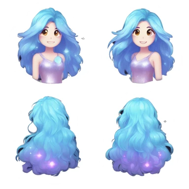 Shiny Sparkly Fluffy Long hair Kawaii Ethereal Anthro Sona Nebula-Crystal-Fakemon sticker
