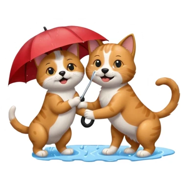 dog and cat playing in the rain sticker