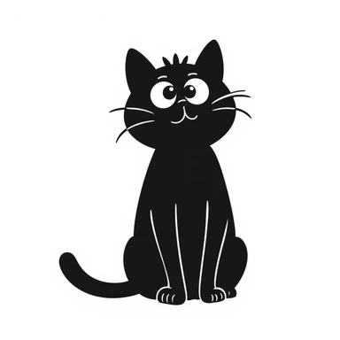 hand-drawn doodle of a cat in black ink sticker