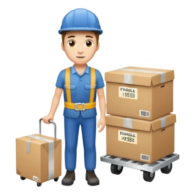 Apartment Mover, Fragile-Label Runner with tape belt. sticker