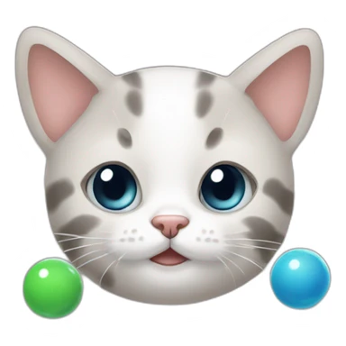 little head cat with 2 marbles sticker