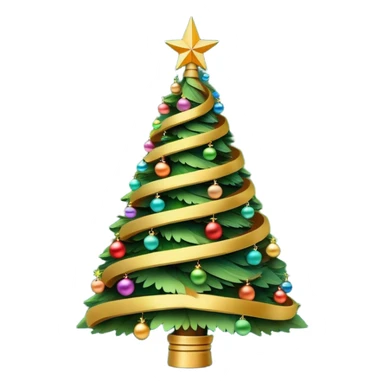 a christmas tree made in shape of a green spiral. a golden star at the top, very whimsical sticker