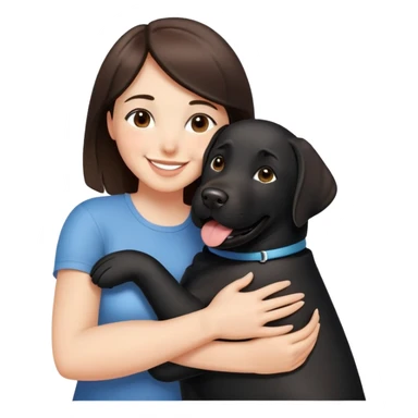 Brunette hugging a big black labrador/american staffordshire dog sticker