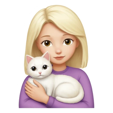 ["Blonde woman hugging a small white cat."] 546464564 sticker