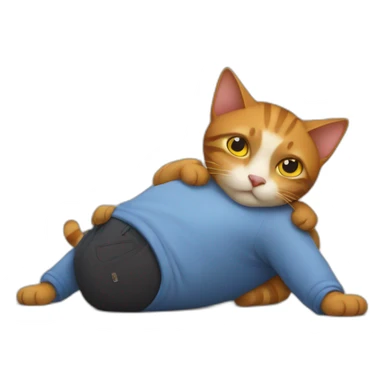 Cat on belly's man sticker