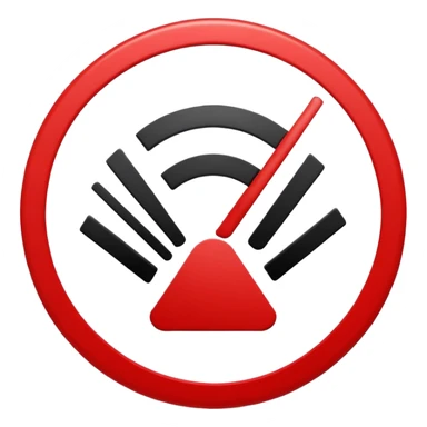 Minimalist “No Wi-Fi” icon, flat vector style on white background. A clean black Wi-Fi signal symbol inside a bold red circle with a diagonal slash. Simple, modern, and easy to recognize — clearly shows no internet connection or poor connection. sticker