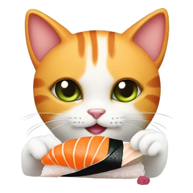 cat eat sushi sticker