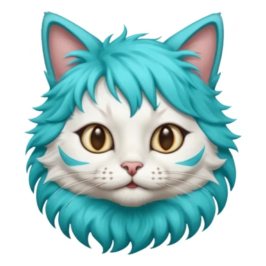 cat with turqoise hair sticker