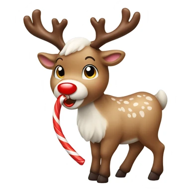 Reindeer eating a candy cane sticker