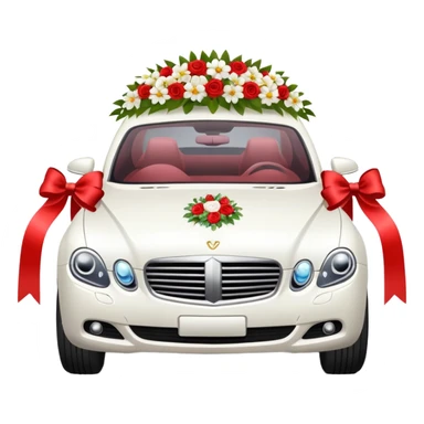 luxury car with wedding decorations, horizontal sticker