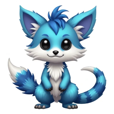 Cool randomly-colored chibi furry anthropomorphic fantasy-Vernid-creature by LiLaiRa with a long tufted tail with edgy markings (full body) sticker