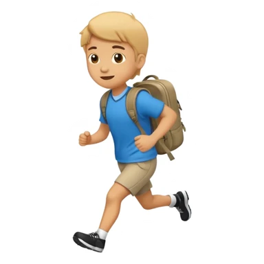 An emoji of a running schoolboy with a backpack, in a simplified, vector-like style similar to common emojis. Focus on clear silhouette and dynamic pose. sticker