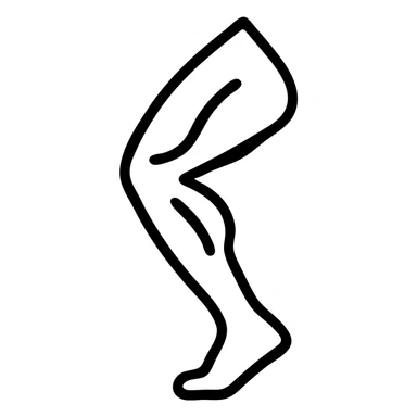 muscular left leg, anatomical, clear muscle definition, neutral pose, icon style, detailed line art sticker